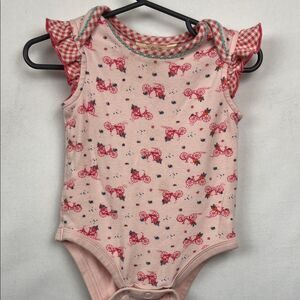 Matilda Jane pink bicycle print one piece bodysuit size 6-12 months Pit